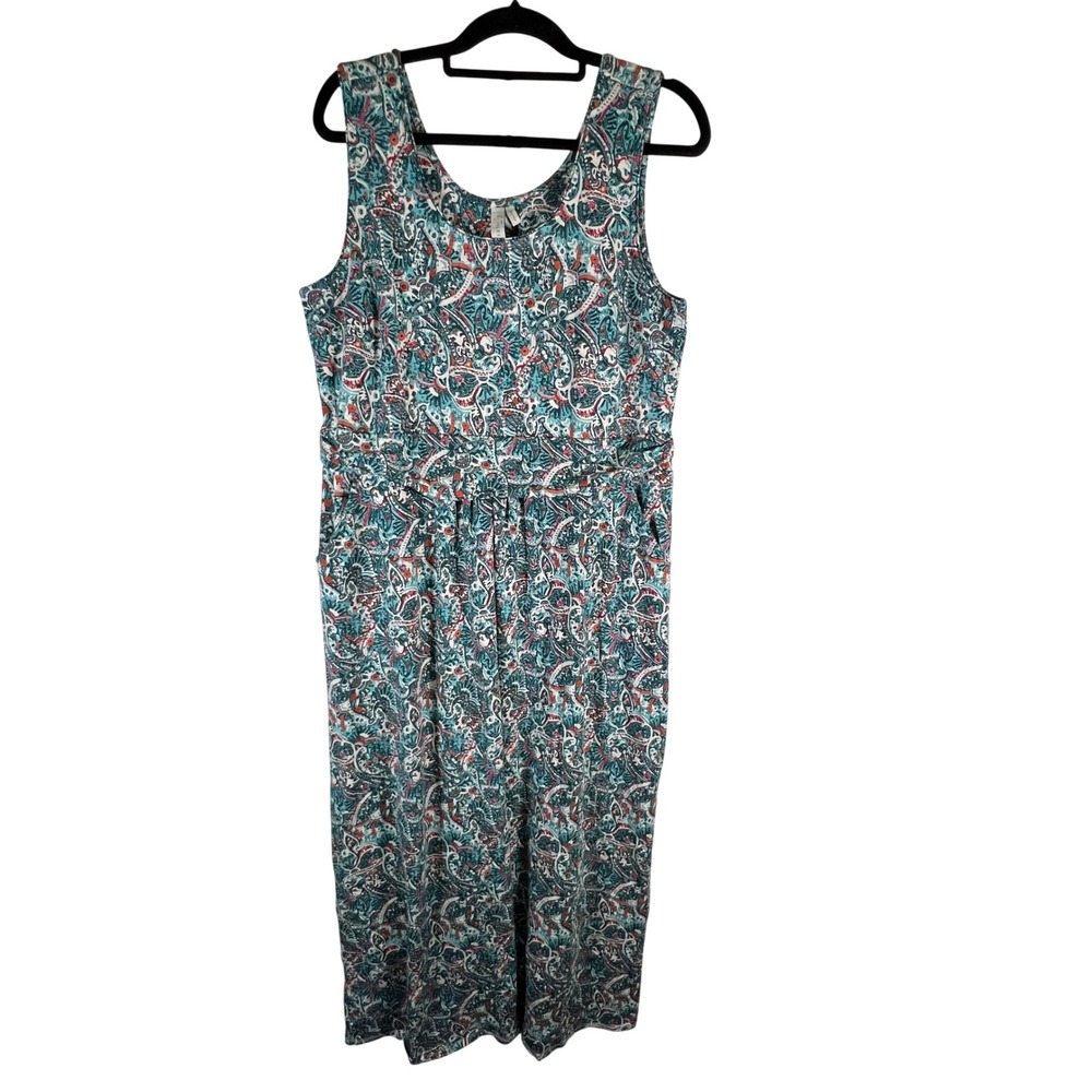 Sahalie Teal Paisley Print Sleeveless Maxi Dress Women's XL Casual Pockets